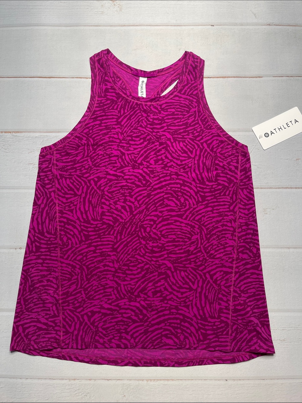 Athleta M Ultimate Train Printed Tank Top Medium Purple Magenta Lightweight Gym